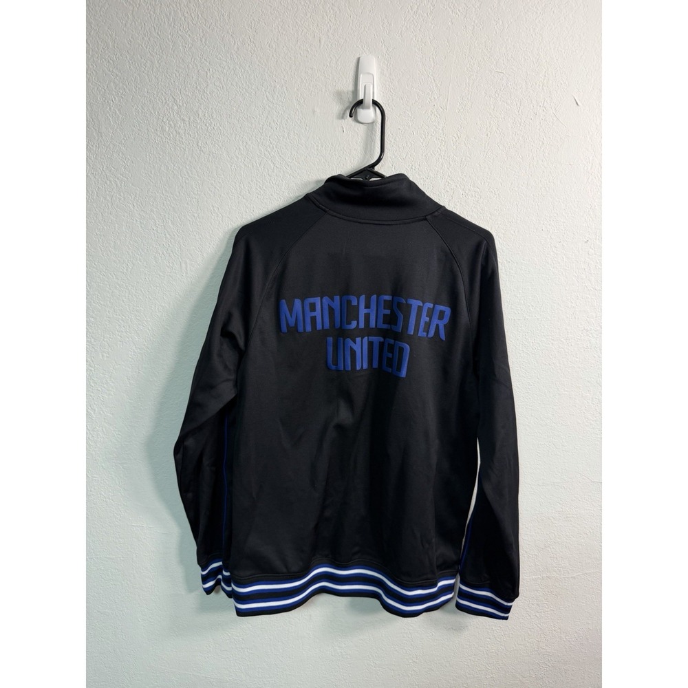 Nike Manchester United Men's Zip Up Jacket Soccer Sz M Black Logo Spell Out Rare - Picture 4 of 10